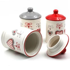 3 Pots à Condiments - Peint à La Main -Promos Nid Objet Magasin 3 pots a condiments peint a la main 2