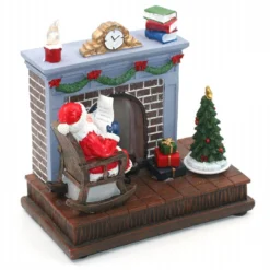 Accessoire De Déco Musical Et Lumineux - Père Noël Et Se Cheminée