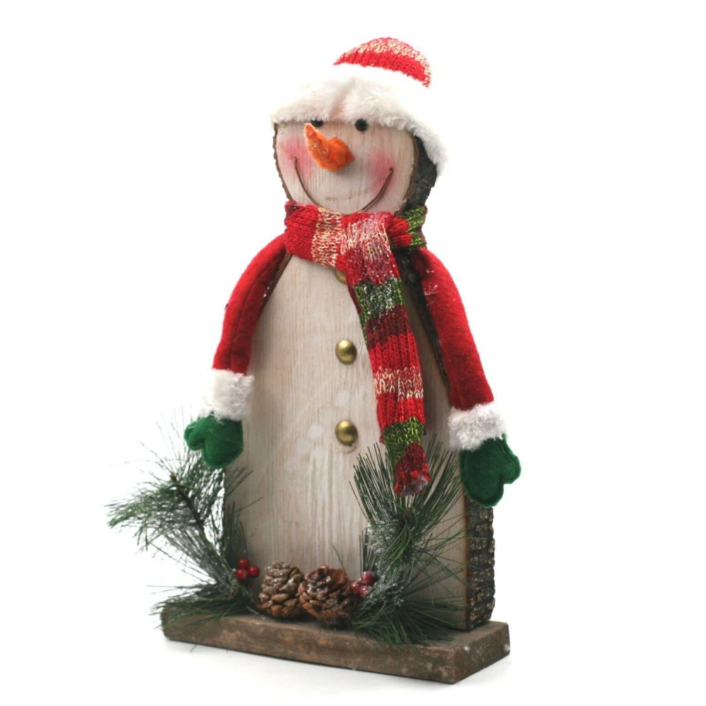 Bonhomme De Neige Avec Bonnet Déco De Noël En Bois 40 Cm 3 Bonhomme De Neige Avec Bonnet Déco De Noël En Bois 40 Cm – Image 3