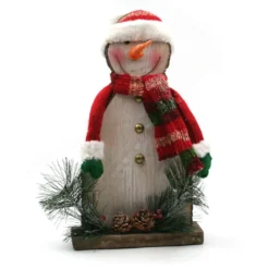 Bonhomme De Neige Avec Bonnet Déco De Noël En Bois 40 Cm