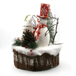 Bonhomme De Neige Avec Lutin Sur Tronc Déco De Noël 40 Cm -Promos Nid Objet Magasin bonhomme de neige avec lutin sur tronc deco de noel 40 cm 2
