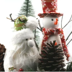 Bonhomme De Neige Avec Lutin Sur Tronc Déco De Noël 40 Cm -Promos Nid Objet Magasin bonhomme de neige avec lutin sur tronc deco de noel 40 cm 3