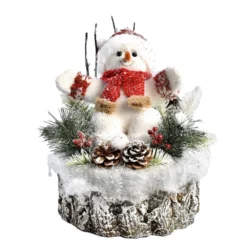 Bonhomme De Neige Décor Forêt Déco De Noël à Poser 33 Cm