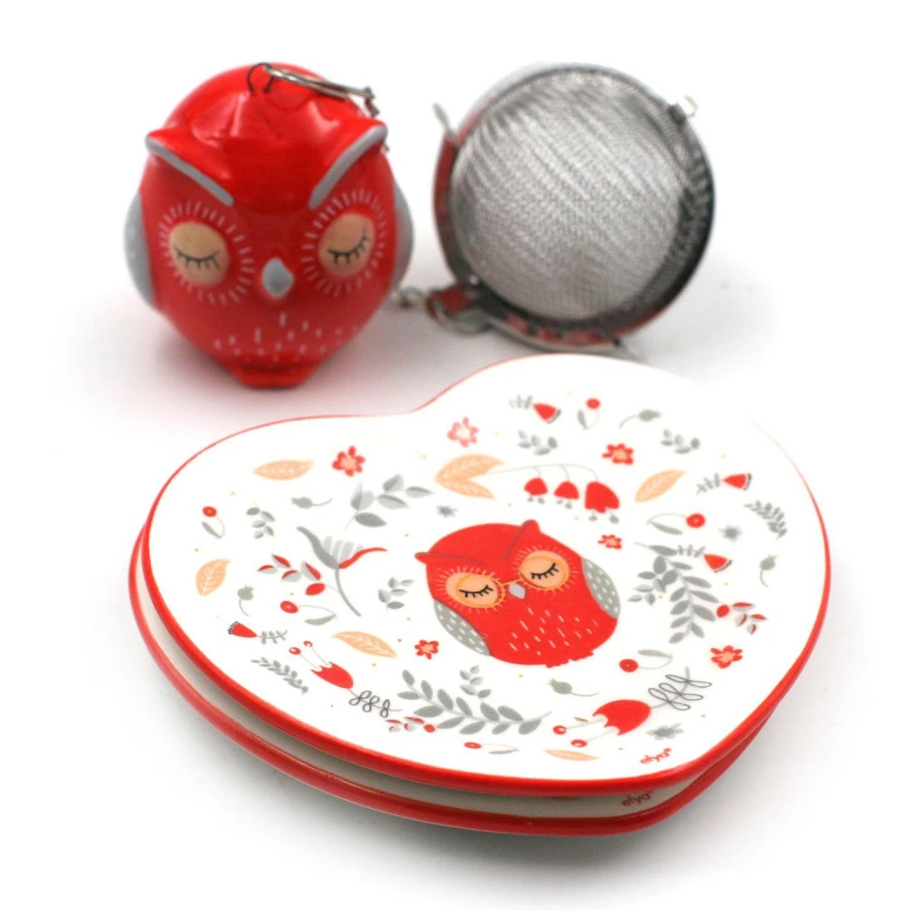 Boule à Thé Avec Reposes Cuillères Collection Chouette Huhula 1 Boule à Thé Avec Reposes Cuillères Collection Chouette Huhula