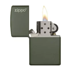 Briquet Zippo Logo - Vert Mat -Promos Nid Objet Magasin briquet zippo logo vert mat 1