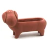 Cache Pot Chien Basset Ocre Rouge