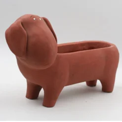 Cache Pot Chien Basset Ocre Rouge -Promos Nid Objet Magasin cache pot chien basset ocre rouge 3