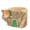 Cache Pot Oiseau Et Maisonnette Dans Une Souche