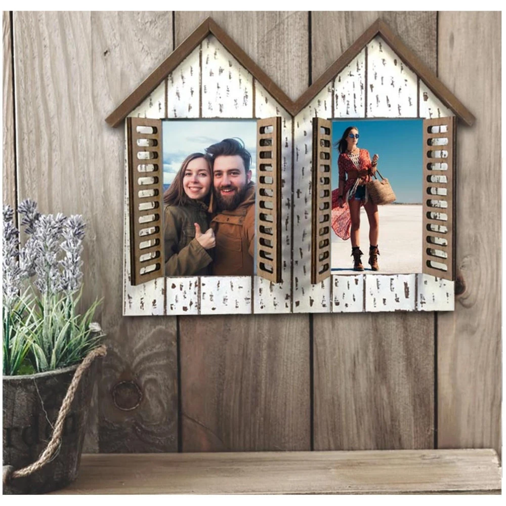 Cadre Photo Volet Maisonnette Blanche 2 Photos 33 X 26.5 Cm 1 Cadre Photo Volet Maisonnette Blanche 2 Photos 33 X 26.5 Cm