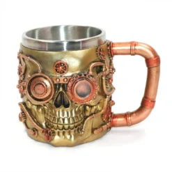 Chope Polyrésine Cyborg Skull - Doré / Cuivre