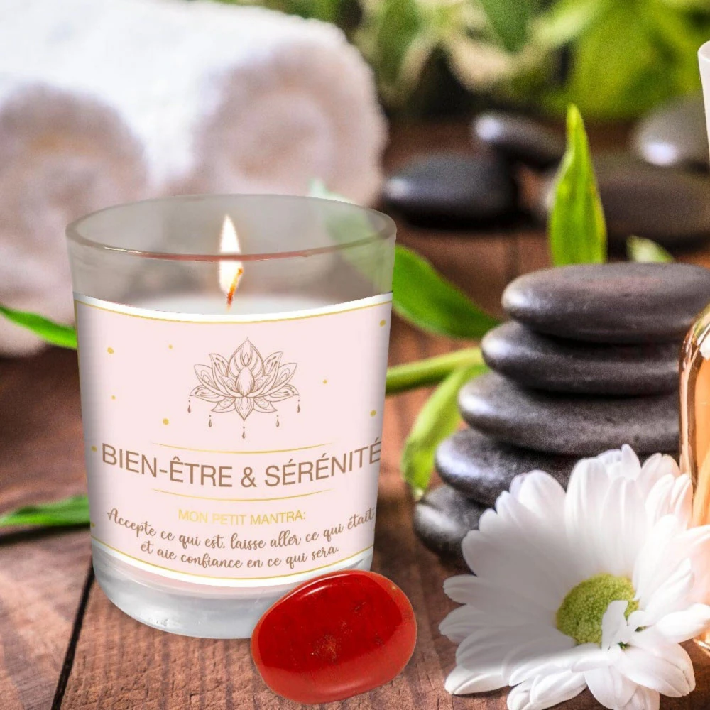 Coffret Bien Être - Bougie Et Pierre De Lithothérapie Jaspe Rouge 3 Coffret Bien Être - Bougie Et Pierre De Lithothérapie Jaspe Rouge – Image 3