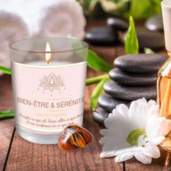 Coffret Bien Être - Bougie Et Pierre De Lithothérapie Oeil De Tigre -Promos Nid Objet Magasin coffret bien etre bougie et pierre de lithotherapie oeil de tigre 2