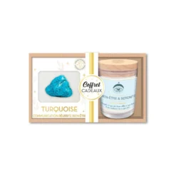Coffret Bien Être - Bougie Et Pierre De Lithothérapie Turquoise