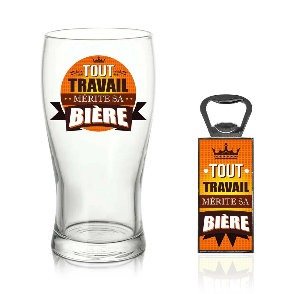 Coffret Bière Et Décapsuleur - Tout Travail Mérite Sa Bière 1 Coffret Bière Et Décapsuleur - Tout Travail Mérite Sa Bière