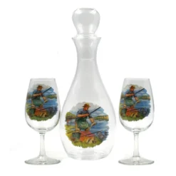 Coffret Garni D'une Carafe Et De 2 Verres à Vin Sérigraphie Pêche Au Coup -Promos Nid Objet Magasin coffret garni d une carafe et de 2 verres a vin serigraphie peche au coup 1