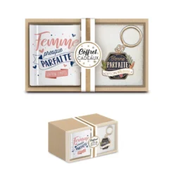 Coffret Mug Et Porte Clés - Femme Parfaite -Promos Nid Objet Magasin coffret mug et chaussettes connasse 2