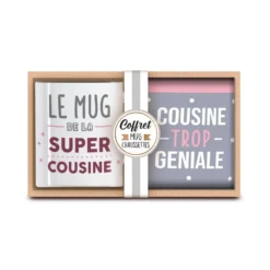 Coffret Mug Et Chaussettes - Cousine -Promos Nid Objet Magasin coffret mug et chaussettes cousine 2