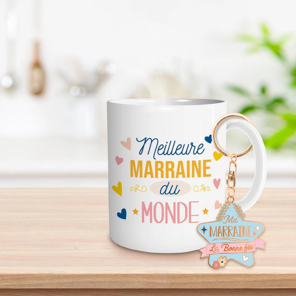 Coffret Mug Et Porte Clés - Marraine 2 Coffret Mug Et Porte Clés - Marraine – Image 2