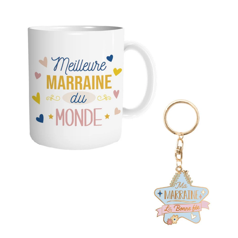 Coffret Mug Et Porte Clés - Marraine 1 Coffret Mug Et Porte Clés - Marraine