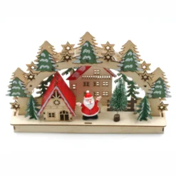 Décoration De Noël Arche En Bois Lumineux - Village Du Père Noël -Promos Nid Objet Magasin decoration de noel arche en bois lumineux village du pere noel 3