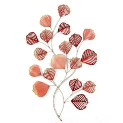 Décoration Murale Avec Feuillage Rose/Rouge En Métal