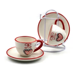 Duo De Tasses à Expresso Avec Sous-Tasses Collection Coeur Alsacien Sur Support En Métal -Promos Nid Objet Magasin duo de tasses a expresso avec sous tasses collection coeur alsacien sur support en metal 1