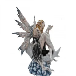Fée Assise Sur Croissant De Lune - Figurine Résine -Promos Nid Objet Magasin fee assise sur croissant de lune figurine resine 1