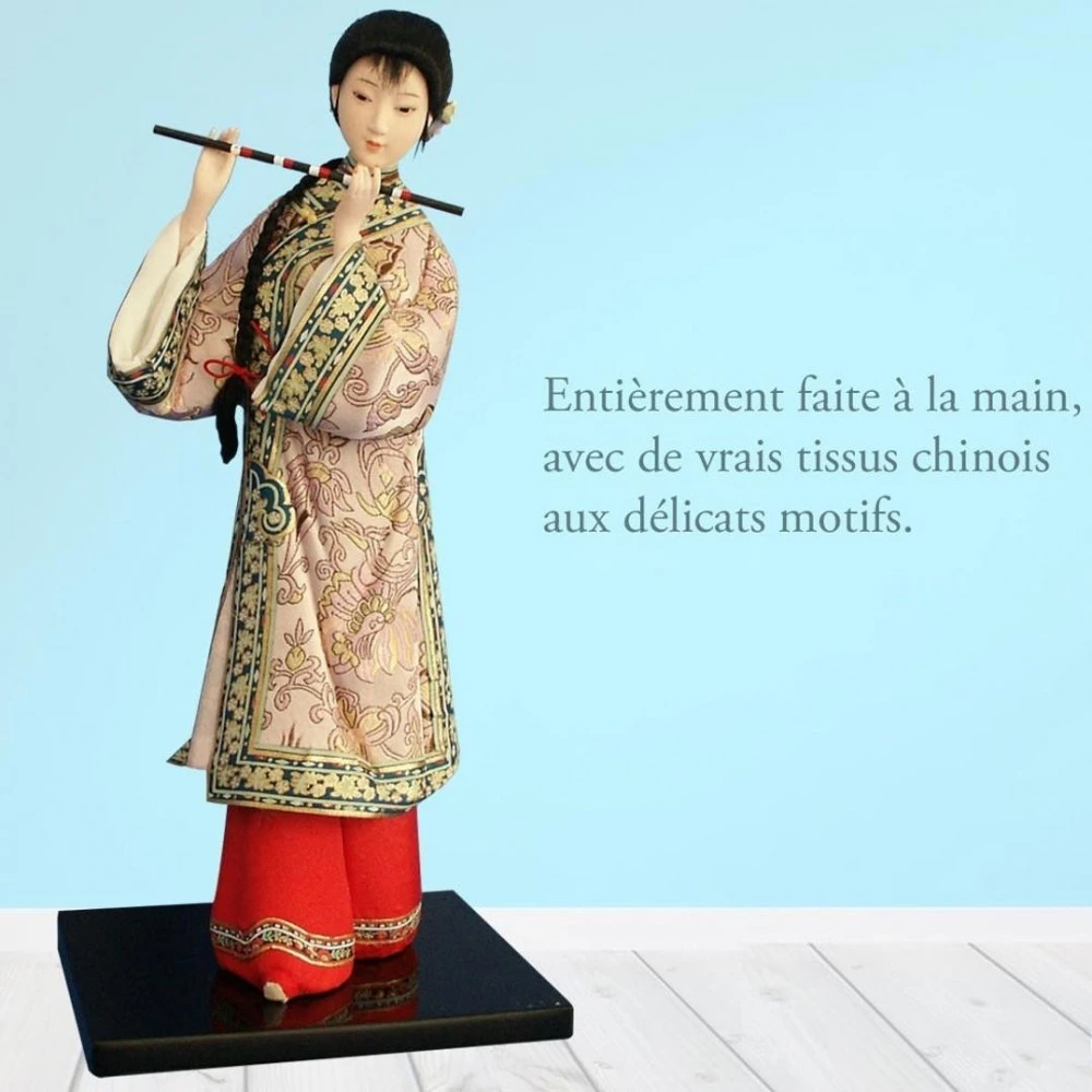 Figurine Chinoise - Femme Avec Flute Et Natte 3 Figurine Chinoise - Femme Avec Flute Et Natte – Image 3