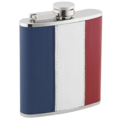 Flasque Tricolore 180Ml En Inox Gainée Façon Cuir - 11592