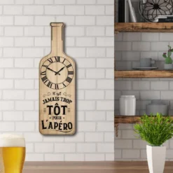Horloge Bouteille En Bois - 60 Cm - Apéro -Promos Nid Objet Magasin horloge bouteille en bois 60 cm apero 2