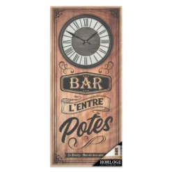 Horloge En Bois 70 Cm - Bar L'entre Potes -Promos Nid Objet Magasin horloge en bois 70 cm bar l entre potes 2