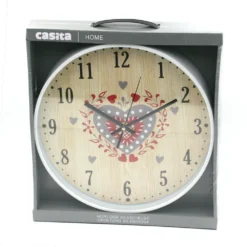 Horloge Motif Cœur - Fond Effet Bois