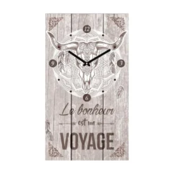 Horloge Murale En Bois - Le Bonheur Est Un Voyage -Promos Nid Objet Magasin horloge murale en bois le bonheur est un voyage 1