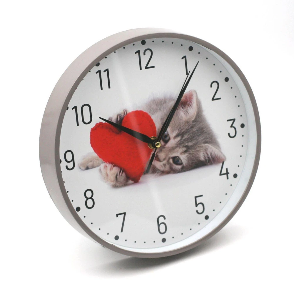 Horloge Silencieuse Motif Chat Avec Coeur 24 Cm 2 Horloge Silencieuse Motif Chat Avec Coeur 24 Cm – Image 2
