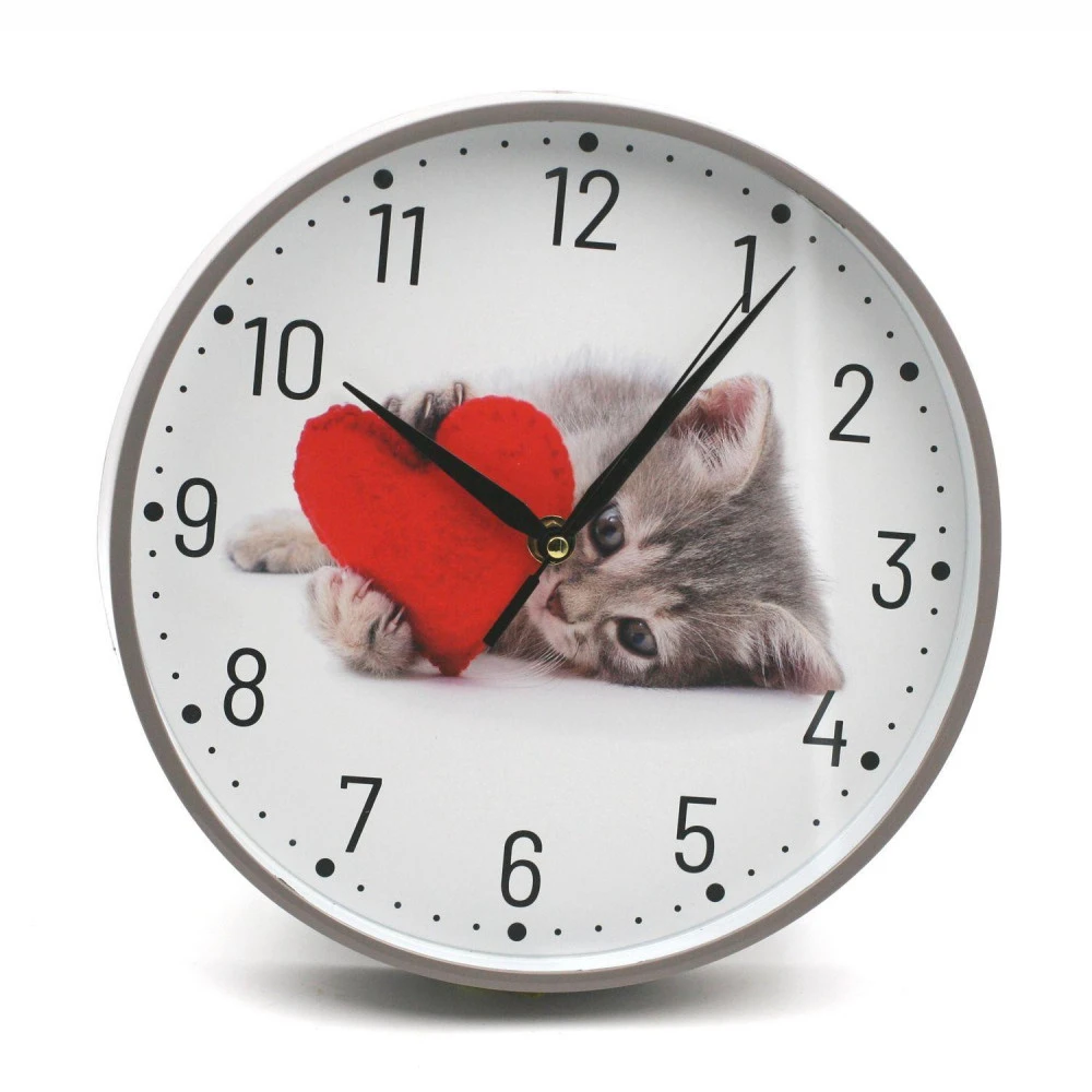 Horloge Silencieuse Motif Chat Avec Coeur 24 Cm 1 Horloge Silencieuse Motif Chat Avec Coeur 24 Cm