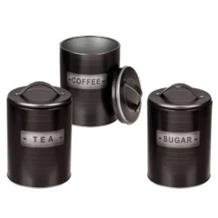 Lot De 3 Boîtes En Métal - Sugar Coffe Tea