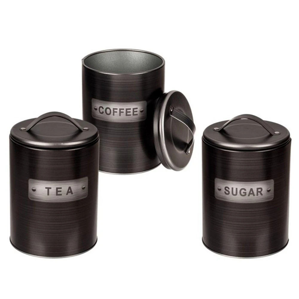 Lot De 3 Boîtes En Métal - Sugar Coffe Tea 1 Lot De 3 Boîtes En Métal - Sugar Coffe Tea