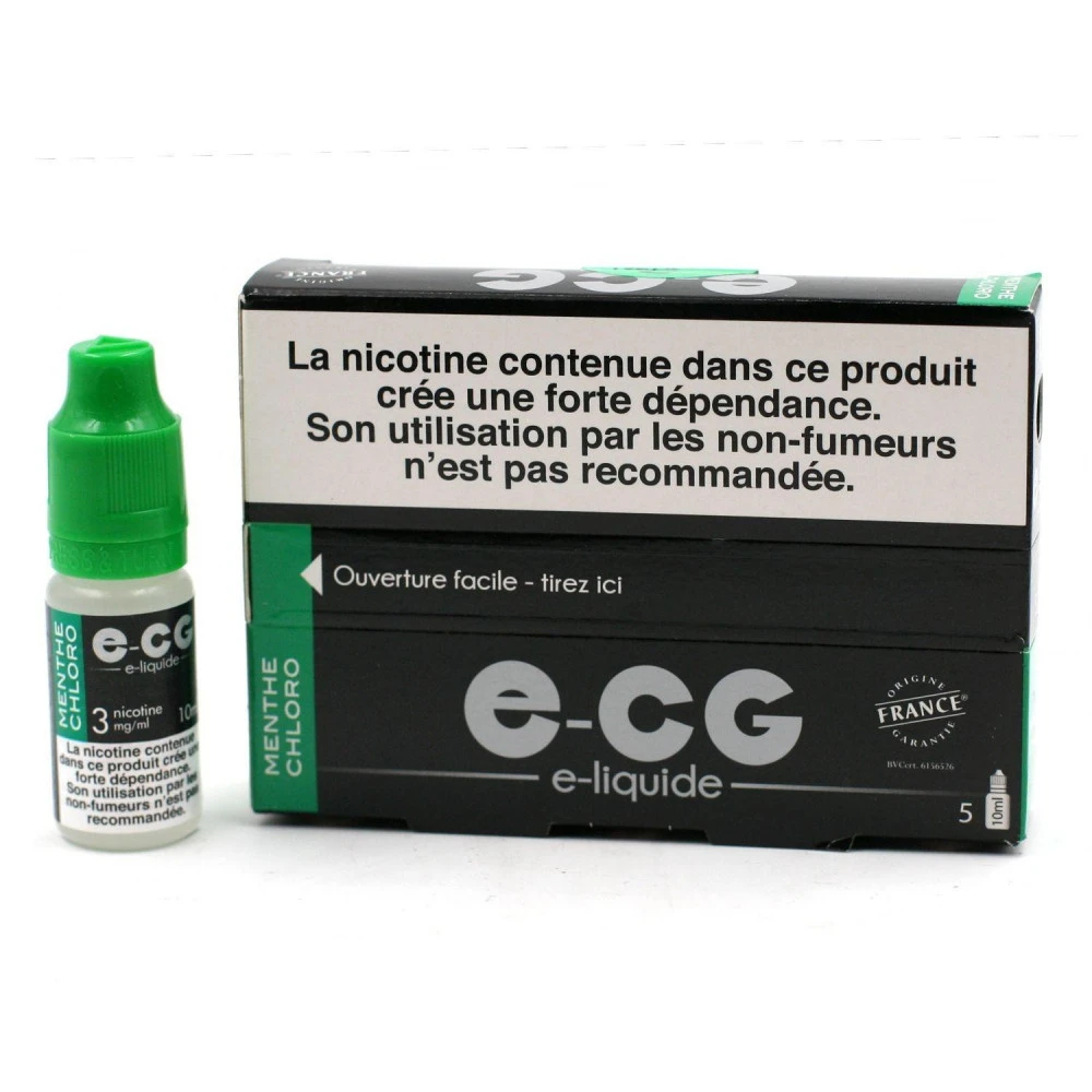 Lot De 5 Flacons E-CG - Goût Menthe Chloro 3 Mg/ml 1 Lot De 5 Flacons E-CG - Goût Menthe Chloro 3 Mg/ml