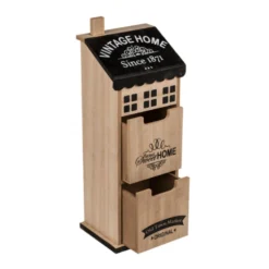 Maison De Rangement En Bois 34 Cm - Vintage Home 4 Maison De Rangement En Bois 34 Cm - Vintage Home -Promos Nid Objet Magasin maison de rangement en bois 34 cm vintage home 1