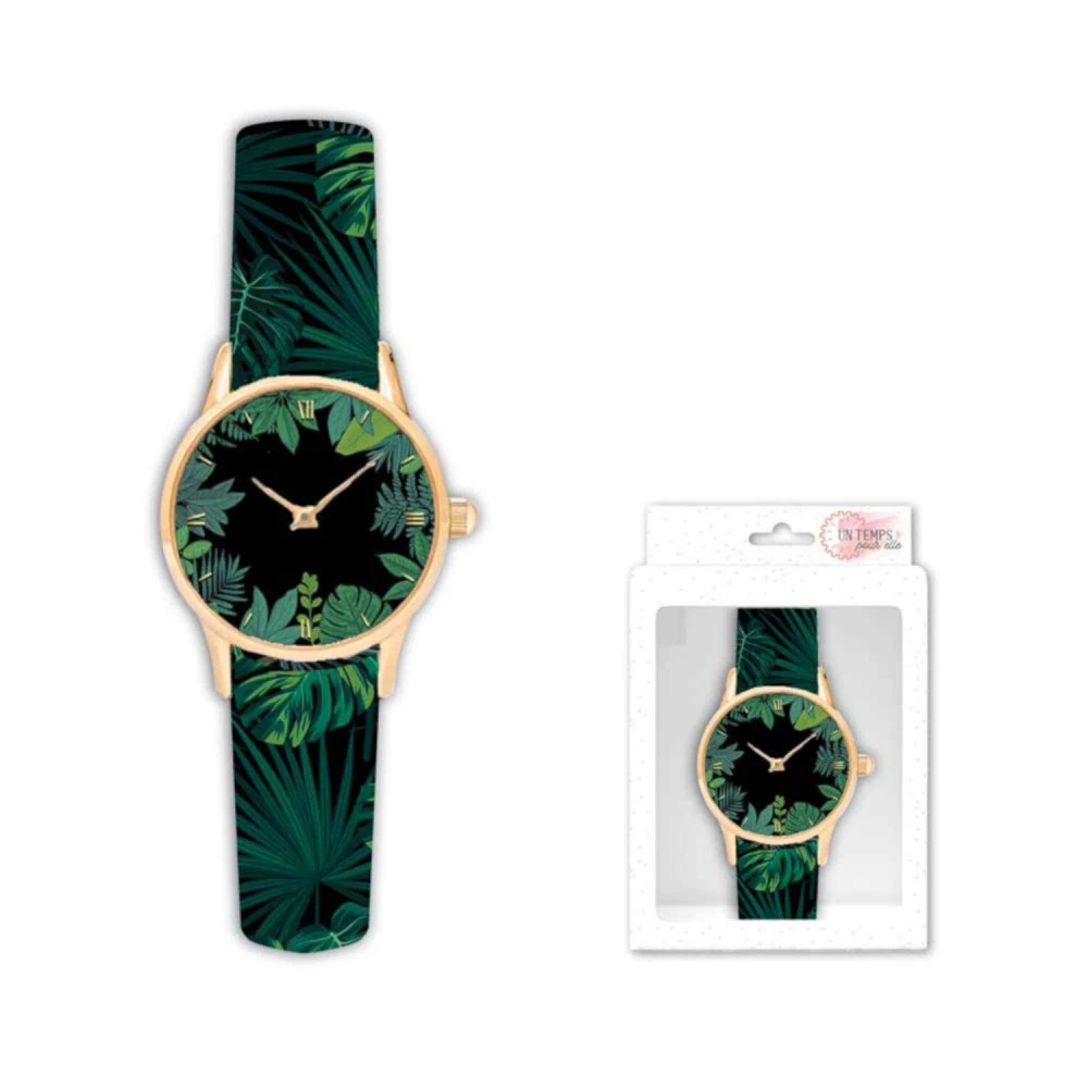Montre Bracelet Imprimé Feuilles 2 Montre Bracelet Imprimé Feuilles – Image 2