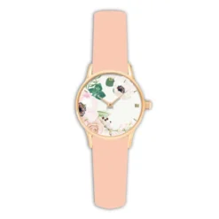 Montre Bracelet Uni Beige Imprimé Fleurs