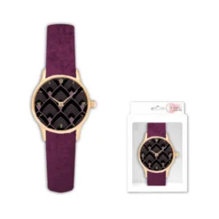 Montre Bracelet Velours Imprimé Violet