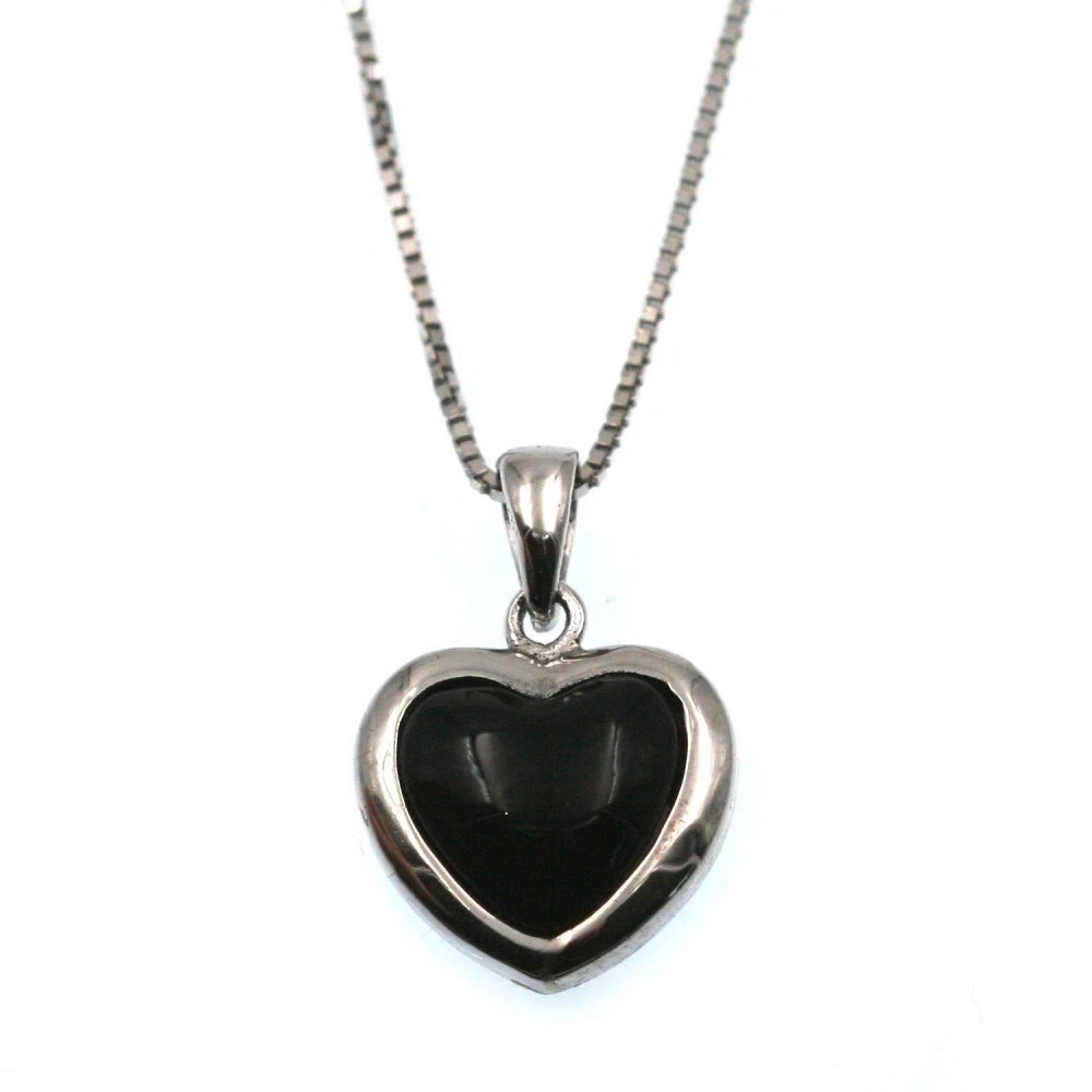 Pendentif Black Heart - Pendentif Avec Côur Argent Et Pierre Noire (494931) 1 Pendentif Black Heart - Pendentif Avec Côur Argent Et Pierre Noire (494931)