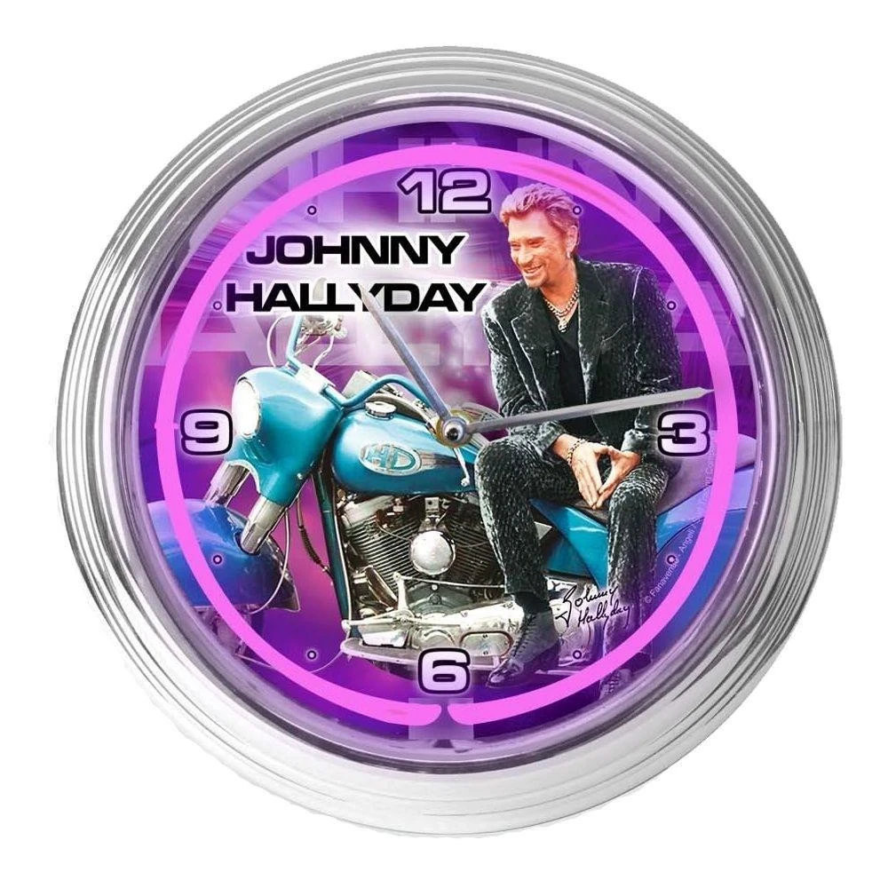 Pendule Neon Violet Johnny Hallyday Sur Sa Moto 1 Pendule Neon Violet Johnny Hallyday Sur Sa Moto
