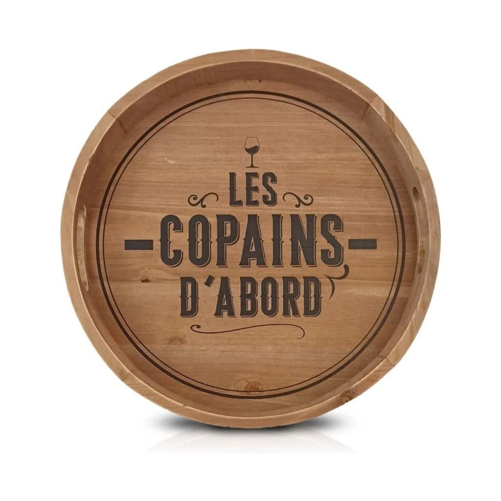 Plateau Bois Rond "Copains D'abord" 1 Plateau Bois Rond "Copains D'abord"