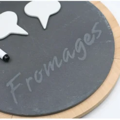 Plateau De Fromage Rond - Ardoise Et Bois Et Ses Pancartes De Présentation - -Promos Nid Objet Magasin plateau de fromage rond ardoise et bois et ses pancartes de presentation 1 1