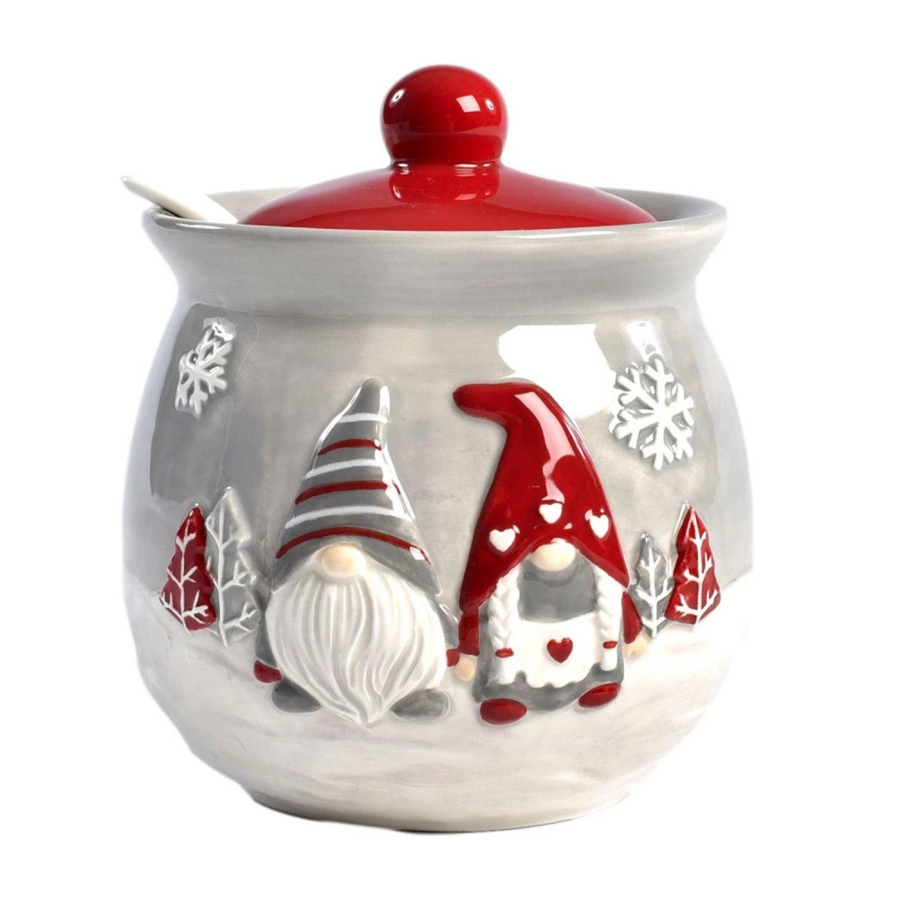 Pot En Céramique Pour Condiments Et épices - Motif Lutins Nordiques 1 Pot En Céramique Pour Condiments Et épices - Motif Lutins Nordiques