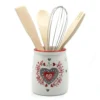 Pot Et Ses Ustensiles De Cuisine Motif Coeur Alsacien Gris Et Rouge