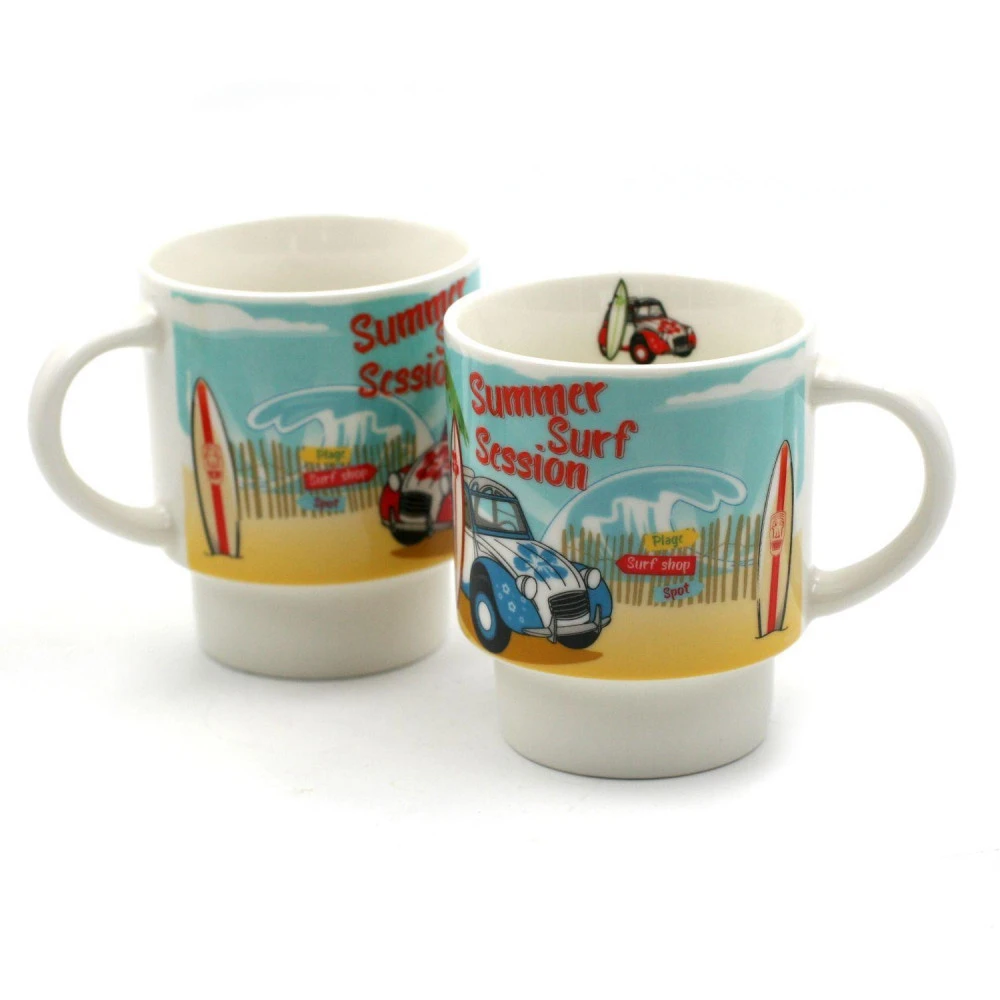 Set De 4 Tasses à Expresso Sur Présentoir - Summer Surf 2 Set De 4 Tasses à Expresso Sur Présentoir - Summer Surf – Image 2