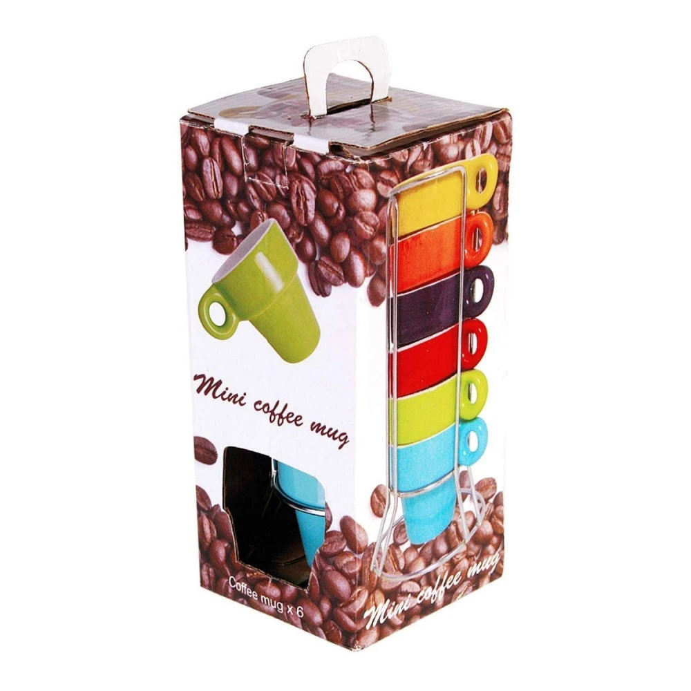 Set De 6 Tasses Expresso Colorées Sur Support 2 Set De 6 Tasses Expresso Colorées Sur Support – Image 2